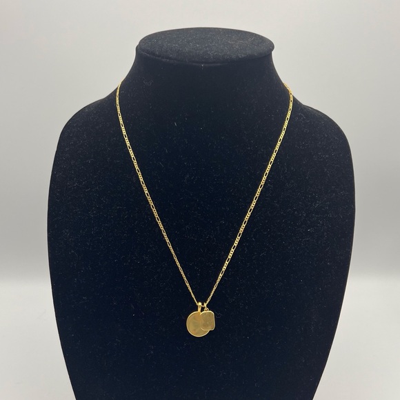 Madewell Gold Tone Charm Necklace Circle Square Basic Preppy Minimalist Neutral - Picture 4 of 9